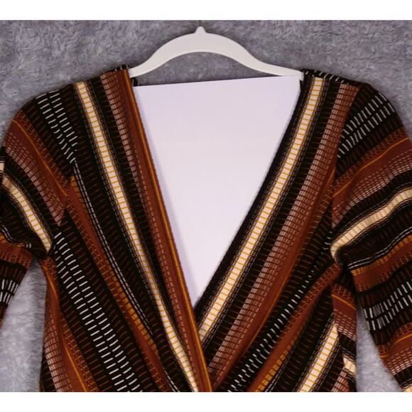 Maeve Anthropologie Dress Womens Medium Brown Striped Maxi Long Sleeve Boho - Picture 5 of 13